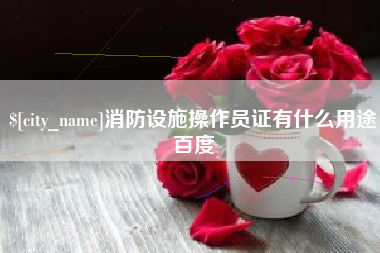 莱阳消防设施操作员证有什么用途百度